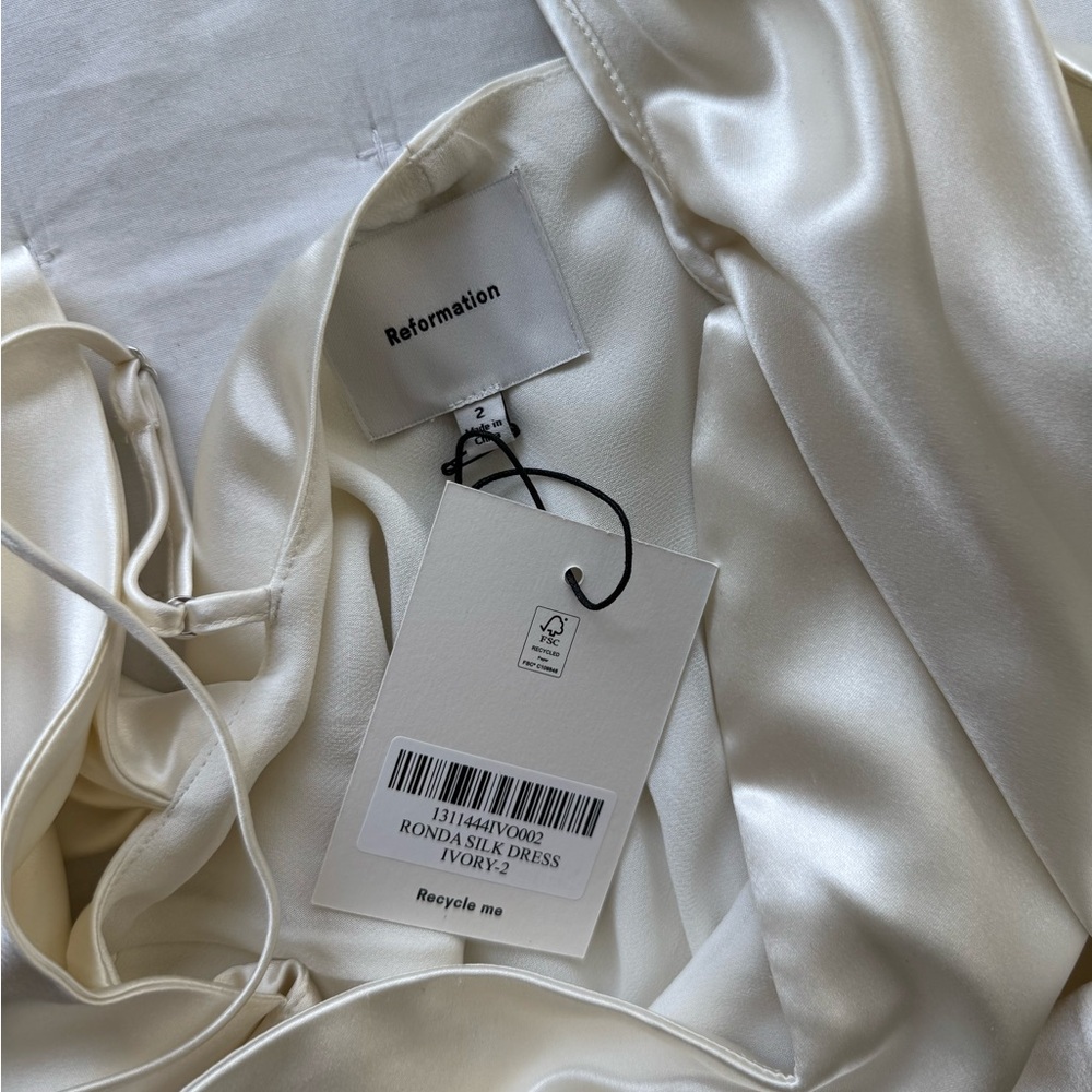 Reformation Ivory Satin Cowl-Neck Maxi Dress - Picture 9 of 12